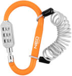 NEO TOOLS Lakat, karabiner, számzáras 110x62x12mm, 1m-es acélsodronnyal (85-003)