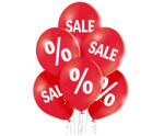 Belbal Sale, latex lufi, piros, fehér mintával, 6 db/cs