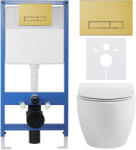 Cerano - Komplett WC szett Profi/Dure - fényes fehér - WC nyomógomb Slim/Gold - falsík előtti beépítés - 51x35 cm (CER-871070)