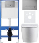 Cerano - Komplett falsík alatti WC-szett Lite/Felci - fényes fehér - Slim WC-nyomógomb, sötétszürke - falsík előtti/gipszkarton - 52, 5x36 cm (CER-483423)