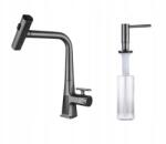 WaterMark Konyhai Csaptelep Gun Grey WaterFall Nano Cosmo Led Szett Adagolóval Wm (BKCGR65)