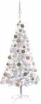 vidaXL Brad Craciun pre-iluminat cu set globuri, argintiu, 120 cm, PET GartenMobel Dekor (3077608)