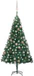 vidaXL Brad Craciun pre-iluminat cu set globuri, verde, 180 cm, PVC GartenMobel Dekor (3077622)