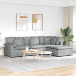 vidaXL Canapea modulara cu taburet si perne, textil, gri deschis GartenMobel Dekor (3321177) Canapea