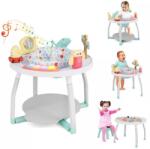  Saritor pentru copii 5 in 1 cu Masa si Centru de Activitati WePro Store, Covoras Muzical, Baby Jumper, Ajustabil pe Inaltime, Scaun Rotativ 360°, Sunete, Lumini, Accesorii Atractive, 6 luni+, Alb (DF- Sezlong balansoar bebelusi