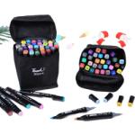  Set 30 markere duble WePro Store, profesionale, subtire si gros, cerneala pe baza de alcool, geanta de depozitare, Multicolore (DF-138)