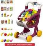  Cos de cumparaturi supermarket pentru copii cu sunete si lumini WePro Store, 41 de accesorii, fructe, legume, bani, Violet, 3 ani + (DF-110) Bucatarie copii