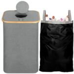 Belle Vous Cos pentru reciclare BELLE VOUS, capacitate 80L, poliester, 43 x 33 x 70 cm, pliabil, capac cu orificiu, sac integrat, multifunctional, Gri (5061014885477) Cos de gunoi