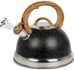 Belle Vous Ceainic fluierator, Belle Vous, din otel inoxidabil, 3 L, maner rezistent la caldura, 23 x 23 x 23 cm, compatibil cu toate tipurile de plita, Negru/Argintiu (5061014882865)