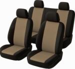 Kiwari Set huse scaune auto universale, 7 piese, bumbac si poliester cu spuma, 2 scaune fata, bancheta spate in 4 piese, 4 tetiere, bej/negru (5941947800719)