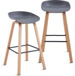 Kiwari Set de 2 Scaune de Bar/Bucatarie Kiwari® Nok, Sezut PP, Picioare Metalice cu Aspect Lemn, Stil Modern Bucatarie/Dining, Inaltime 72 cm, Capacitate 120 kg, Gri (5941947802034)