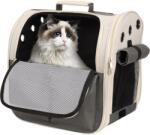 Belle Vous Rucsac transport animale de companie Belle Vous, 36 x 24 x 34 cm, cu plasa de aerisire, 2 buzunare, material oxford, Alb/Gri (5061014884968)