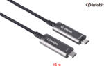 Infobit USB-C 3.1 Gen 2 кабел през оптично влакно, Type C към C, 10Gbps, Infobit, само за ДАННИ, 15m (AOC-USB31-CCD-15)