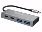 TECHLY Hub USB TECHLY Statie de andocare Techly USB-C 3.2, 4 porturi, argintiu, 78.6x32.1x12mm (IUSB32C-HUB4AC2)