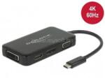Delock Átalakító USB Type-C male to VGA / HDMI / DVI / Displayport female, fekete (DL63929) (DL63929)
