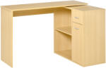 HomCom Birou Colt Elegant cu Rafturi Sertare, Stejar, 117x82x74cm | Aosom Romania (836-073AK)