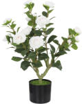 HOMCOM Plantă Artificială de Camelie 65cm Copac Artificial în Maceta cu Flori de Mătase Realiste 116 Hojas Efecto Musgo Alb | Aosom Romania (83C-224V00WT)