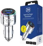 3mk Protection FM трансмитер 3mk Hyper Car Power, 87.5 MHz до 108.0 MHz, Bluetooth v5.3, 48W, QC 3.0, PD 3.0, 1x USB-C, 2x USB-A, черен