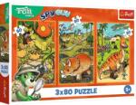 Trefl Trefl: Treflik în lumea dinozaurilor puzzle - 3 în 1 (34888) Puzzle