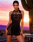 SuperLove Sparkling Diamonds Fishnet Bodystocking Diva Dress 3551 Black XS-M