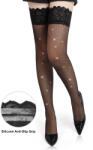 SuperLove Rhinestone Fishnet Stockings with Lace 3570 Black L-XXL