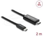 Delock Koaxiális USB Type-C - HDMI kábel (DP Alt Mode) 4K 60 Hz fonott borítással 2 m (81704) - dellaprint