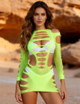 SuperLove Sexy Long Sleeves Hollow Out Mini Dress 3569 Green XS-M