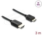 Delock Koaxiális High Speed HDMI kábel HDMI dugó - Mini HDMI dugó 8K 60 Hz fonott borítással 3 m (81689)