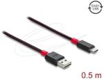 Delock EASY-USB 2.0 kábel A-típusú csatlakozódugó - USB Type-C csatlakozódugó, 0, 5 m, fekete (81541)