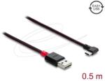 Delock EASY-USB 2.0 kábel A-típusú csatlakozódugó - USB Type-C csatlakozódugó, ívelt bal / jobb, 0, 5 m, fekete (81545)
