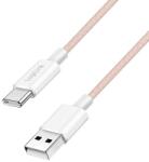 LogiLink USB 2.0 Type-C kábel, C/M - A/M, 480 Mbps, 60W, nejlon, rózsaszín, 0, 5 m (CU0323)