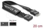 Delock HD Audio lapos kábel, alaplapi hosszabbító kábel, 9 tűs tűsoros csatlakozó-9 tűs csatlakozóaljzat, 20 cm, fekete (86049)