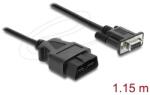 Delock Adapterkábel OBD-2 dugó Sub-D 9 tűs aljzat, csavaros rögzítéssel, 1, 15 m (64353)
