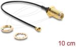 Delock Antenna kábel SMA anya válaszfali csatlakozóval apa I-PEX Inc. , MHF I -dugó 1.13 10 cm menethossz 10 mm (67413)
