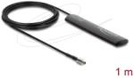 Delock LTE antenna TS9-dugó 1, 5 dBi mindenirányú RG-174-es csatlakozó kábellel biztosított, 1 m öntapadós csatlakozás kültéri, fekete színű (90711)