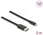 Delock USB Type-C - DisplayPort kábel (DP Alt Mode) 8K 60 Hz-hez HDR funkcióval 2 m fekete (80165)