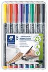 STAEDTLER Marker permanent, set, OHP, 0, 6 mm, STAEDTLER "Lumocolor 318 F", 8 culori diferite, 8 buc