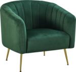 TEMPO KONDELA Fotoliu de design, ţesătură Velvet verde închis/gold crom-auriu, BAGY