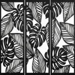  Fali dekorpanel szett, pálmalevél minta, 50x150 cm x 3 darab, 3 mm HDF - FPD-14 fa Fekete falburkolat