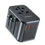 Awei C-39 4 az 1-ben univerzális utazó GaN töltő 35W (2x USB-A + 3x USB-C), US/AU/EU/UK, fekete (322531)