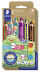 STAEDTLER Színes ceruza készlet, duo színű, hegyezővel, STAEDTLER Noris® junior 140, 6 különböző szín (TS1402C6)