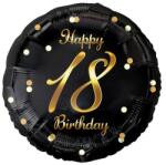  Fólia lufi Happy 18. Birthday évszámos fekete arany elegáns 45 cm O18C (10240FG-O18C)