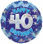 Fólia lufi hologramos Happy Birthday 40. évszám kék 45 cm 113045 (681070113045)