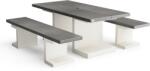 Movelar Set masă și două bănci de grădină, din beton, Pick & Nick Smooth, alb-gri, Tuozi (T00632)