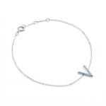 SAVICKI Brățară Celebrity literă V aur alb 585 diamant alb 0.04 ct 18cm