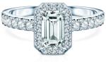 SAVICKI Inel de logodnă This is Love: aur alb, diamant tăietură smarald