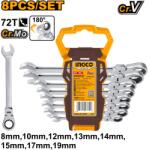 INGCO Trusa Chei Combinate cu Clichet cu Cap Flexibil 8-19mm 8pcs INGCO HKSPAR1083 (HKSPAR1083)