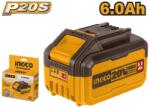 INGCO Baterie (Acumulator) 20V 6Ah Li-Ion INGCO FBLI2060 P20S pentru Scule Electrice, Autonomie Mare si Indicator LED (FBLI2060)