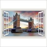 MÉDIA Öntapadós tapéta Towers of London Bridge Window, 300 x 200 cm (FOTOTAP15569)