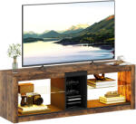HomCom Mobilier TV cu lumină LED și telecomandă, rafturi și compartimente deschise, 140x35x47cm, maro | Aosom Romania (83B-162V90RB)